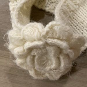 Knitting headband hair hoop with flowers ribbon